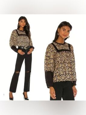 Anthropologie Cleobella Harley Rafia Lace Blouse in Rajastan Size Small
